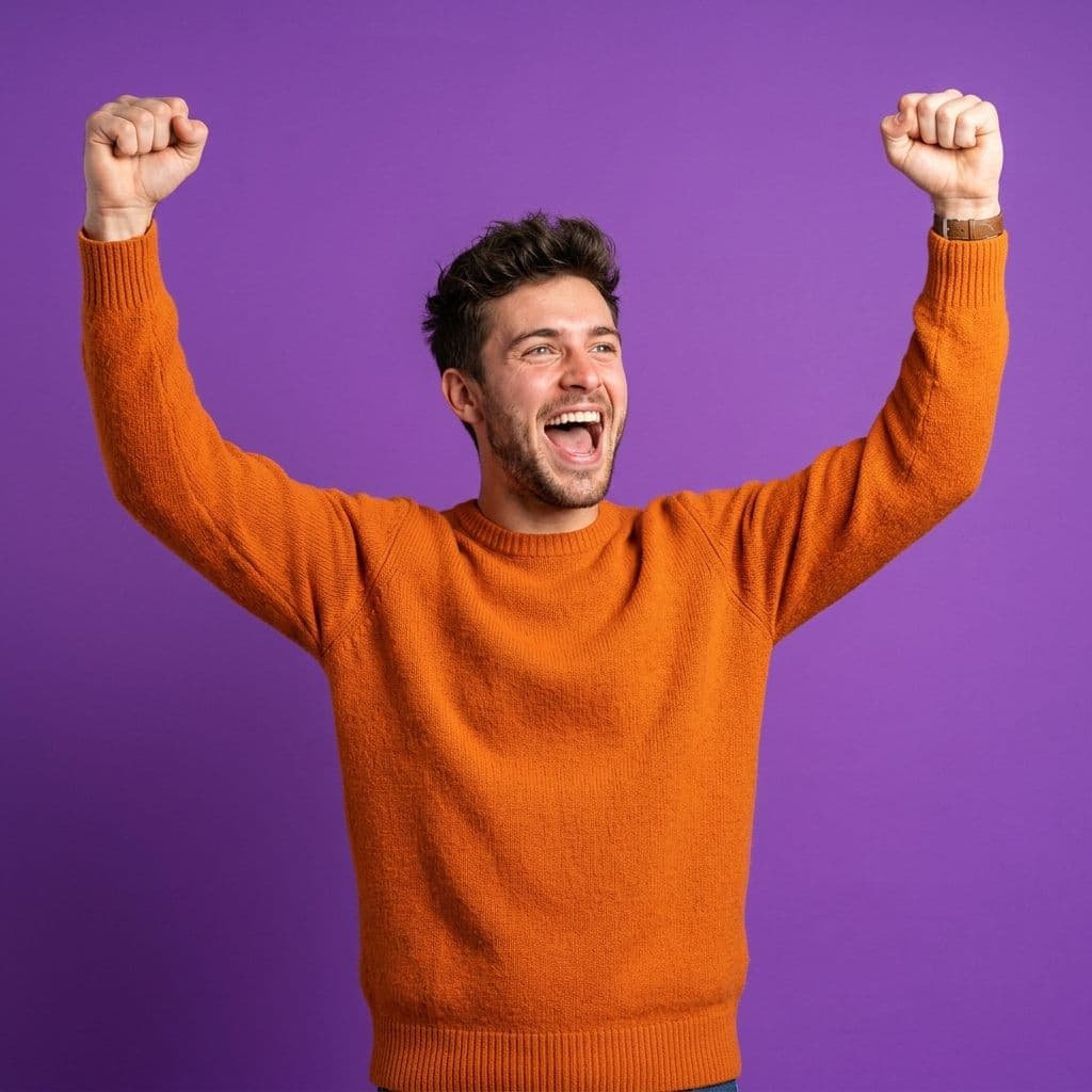 Excited job seeker celebrating a new opportunity